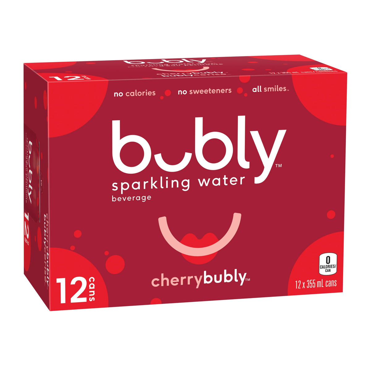 Bubly Cherry Sparkling Water Cans, 12 × 355 mL