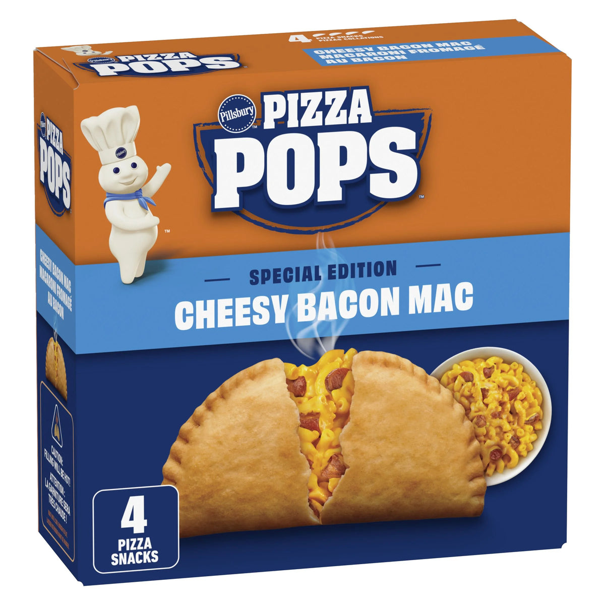 Pillsbury Frozen Pizza Pops, Cheesy Bacon Mac Flavour, 4 Pack, 380 g