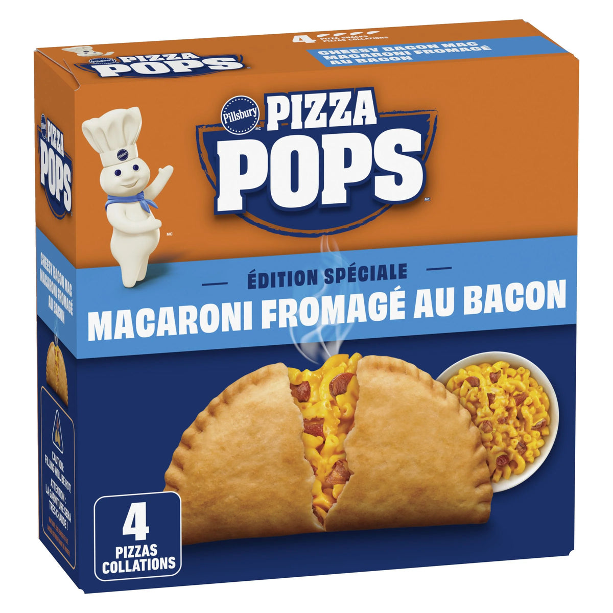 Pillsbury Frozen Pizza Pops, Cheesy Bacon Mac Flavour, 4 Pack, 380 g
