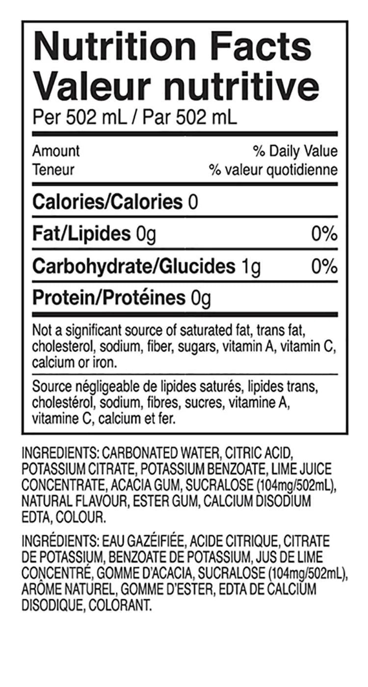 Fruit2O Lime Twist Sparkling Drink, 502 mL