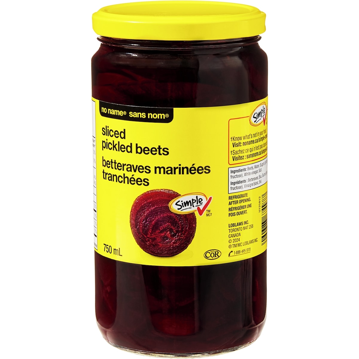 No Name Sliced Pickled Beets, 750 mL