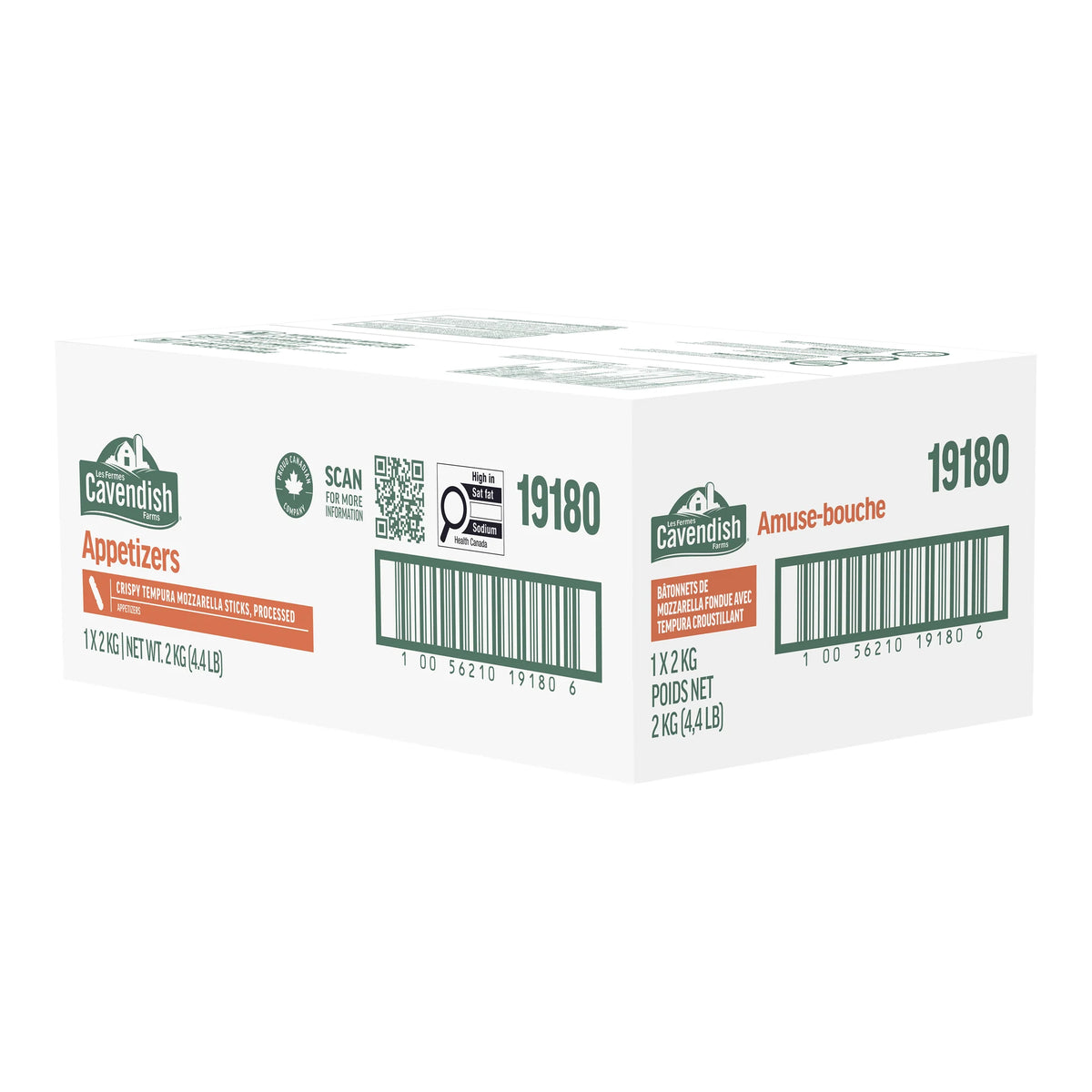 Cavendish Farms Frozen Tempura Battered Mozzarella Sticks, 2 kg