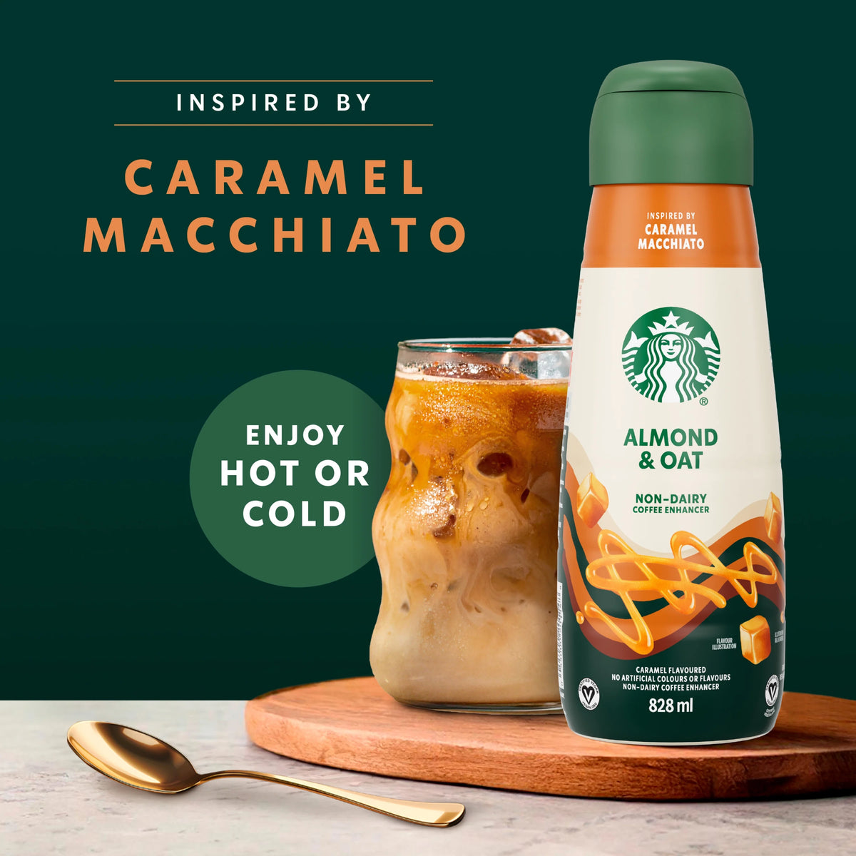Starbucks Almond & Oat Non Dairy Caramel Macchiato Coffee Enhancer, 828 mL