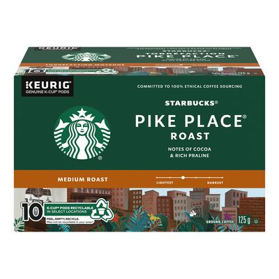 Starbucks Pike Place Medium Roast K-Cup Coffee Pods, 10 count