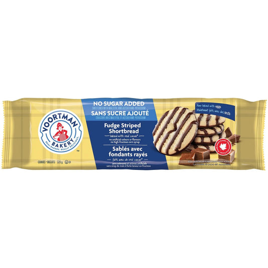 Voortman No Sugar Added Fudge Striped Shortbread Cookies, 320 g