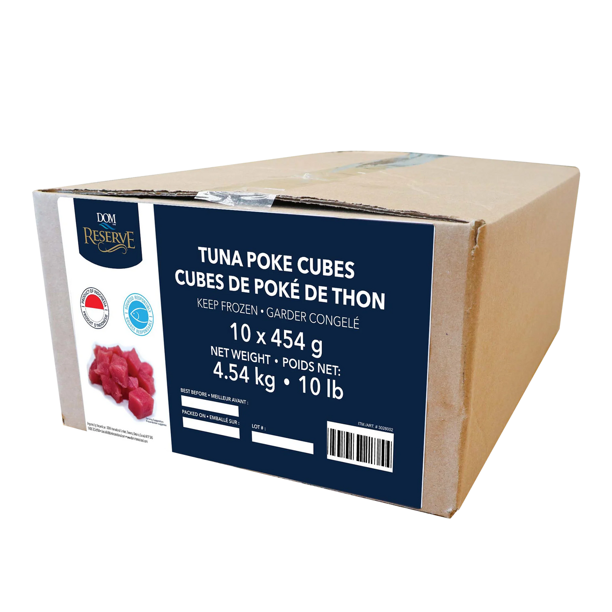 Dom International Tuna Poké Cubes, 10 × 454 g