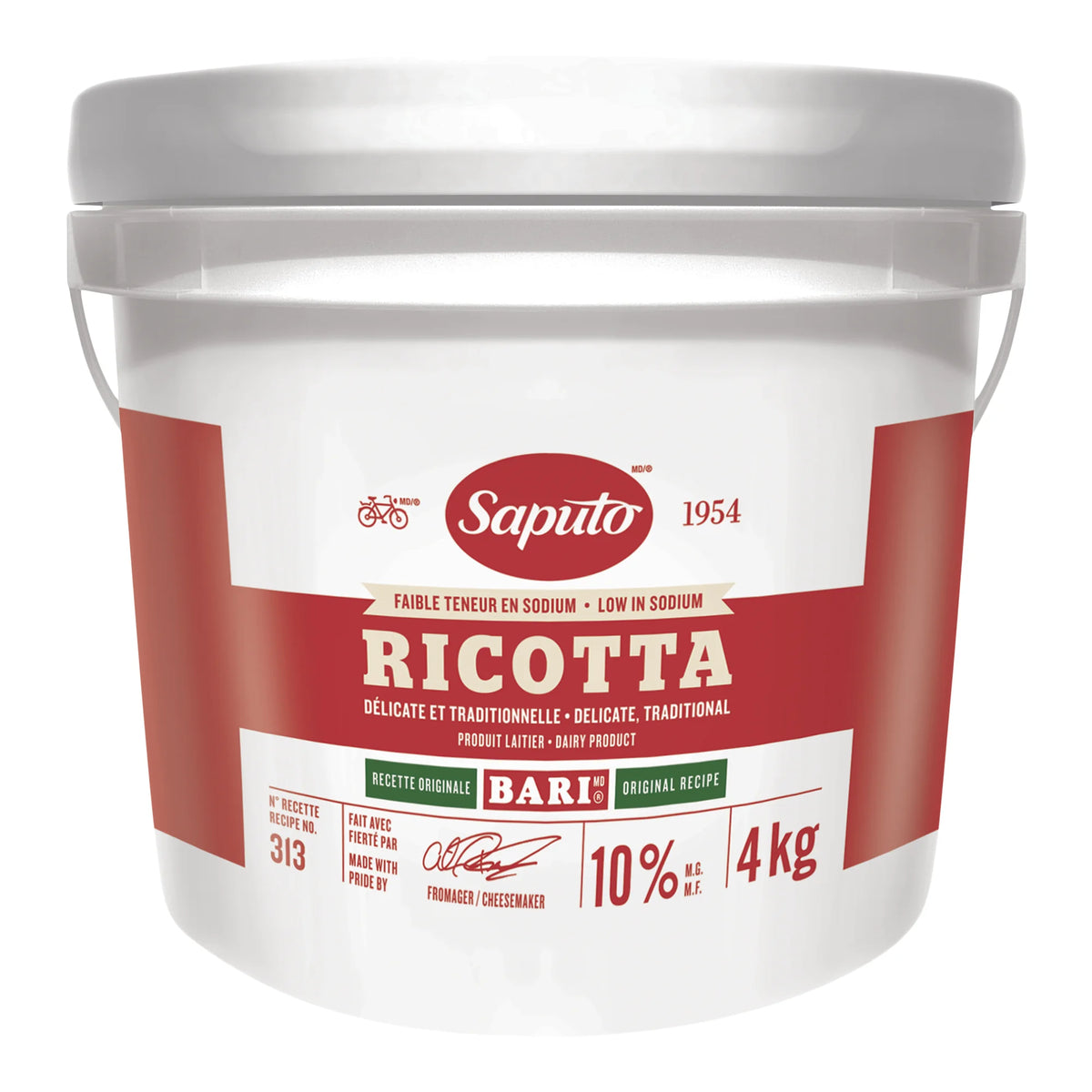 Saputo Ricotta Bari, 10% M.F., 4 kg