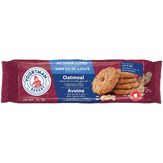 Voortman No Sugar Added Oatmeal Cookies, 225 g