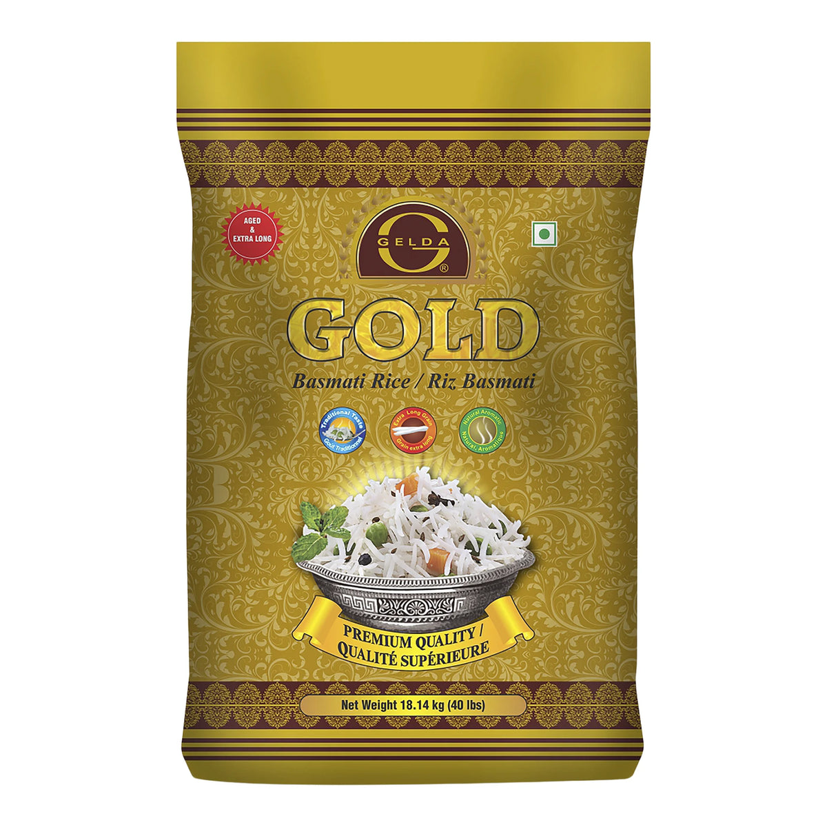 Gelda Gold Basmati Rice, 18.14 kg