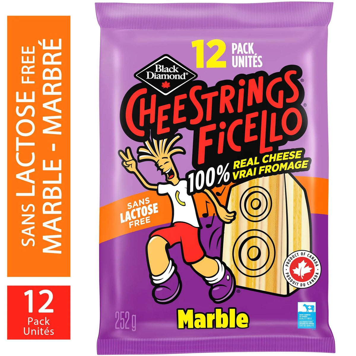 Black Diamond Lactose-Free Marble Cheestrings, 12 Pack, 252 g