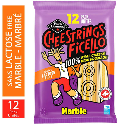 Black Diamond Lactose-Free Marble Cheestrings, 12 Pack, 252 g