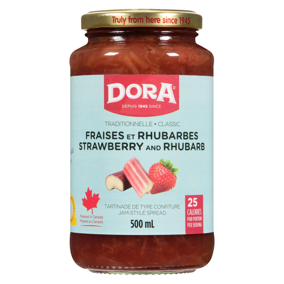 Dora Strawberry Rhubarb Light Spread, 500 mL