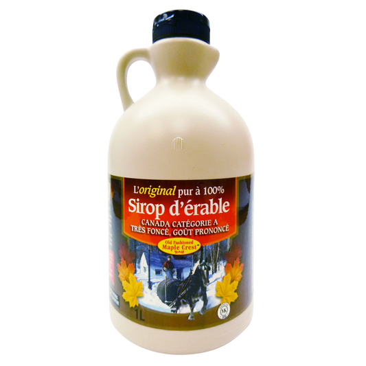 Old-Fashioned Maple Crest Canada Grade A Very Dark Maple Syrup, 1 L