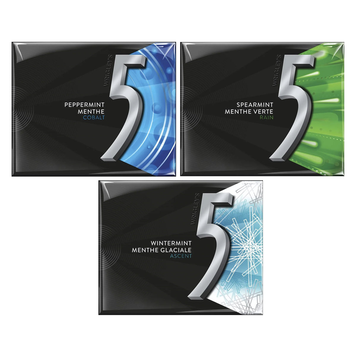 Wrigley's 5 Sugar-Free Gum Variety Pack, 12 packs × 15 sticks