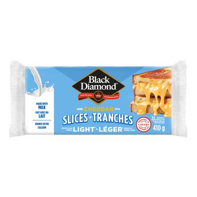 Black Diamond Light Cheddar-Style Processed Cheese Slices, 410 g