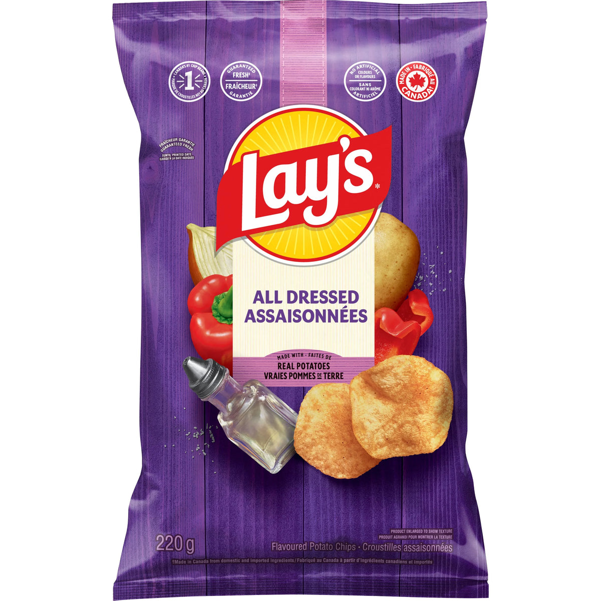 Lay's All Dressed Flavoured Potato Chips, 220 g