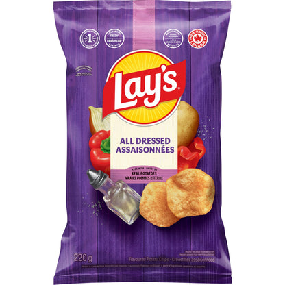 Lay's All Dressed Flavoured Potato Chips, 220 g