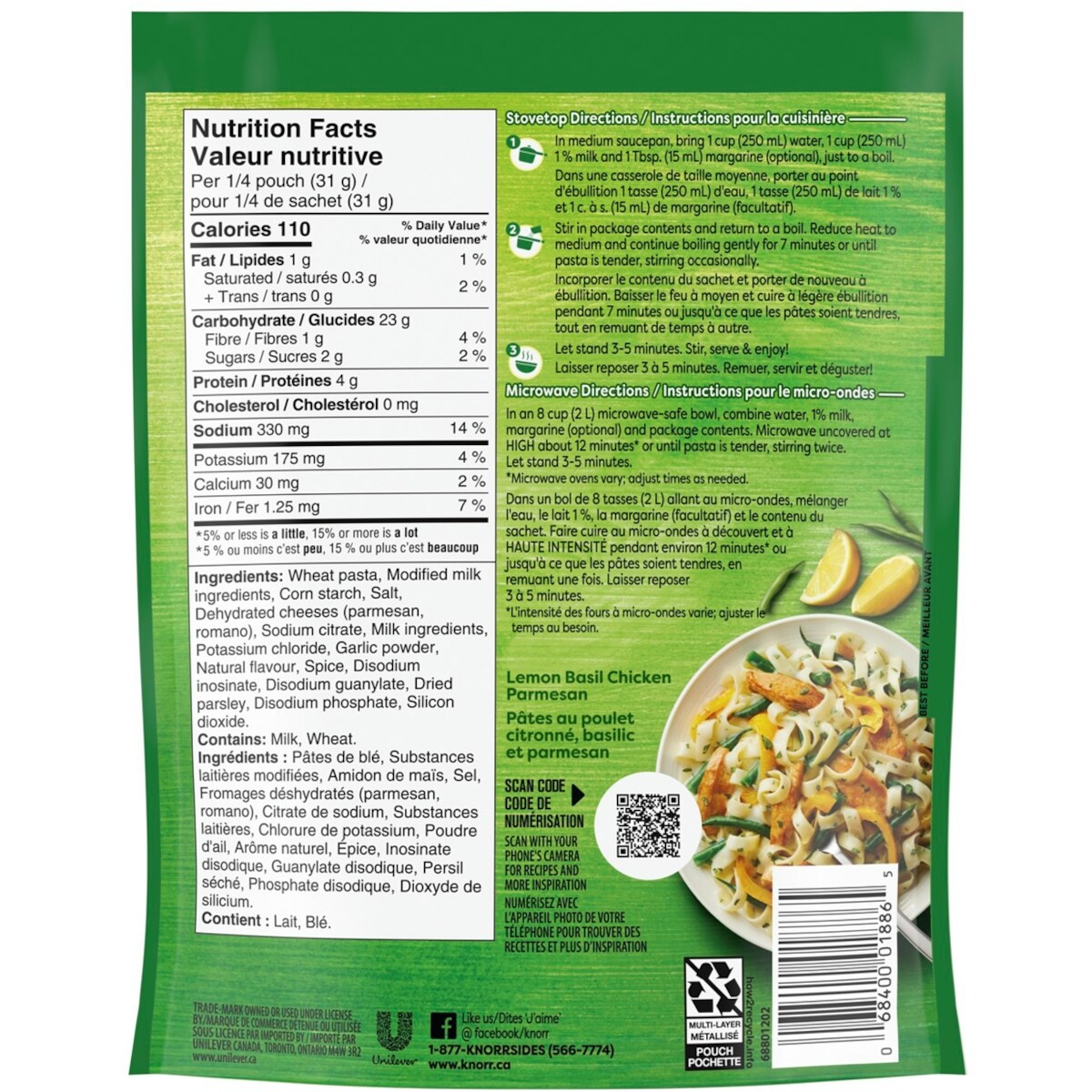 Knorr Sidekicks Creamy Parmesan Pasta Side Dish, 124 g