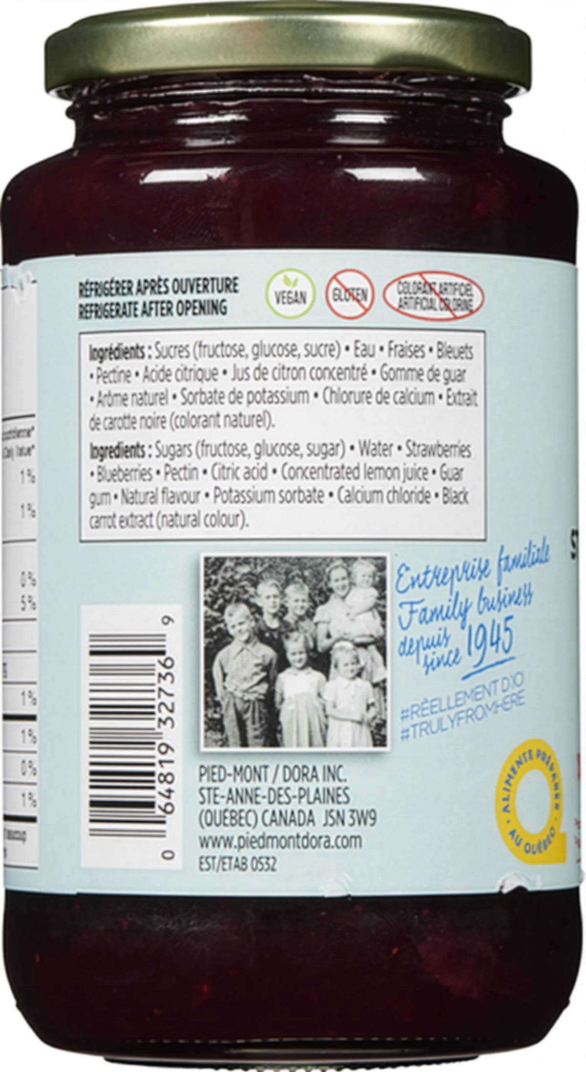 Dora Strawberry Blueberry Light Spread, 500 mL