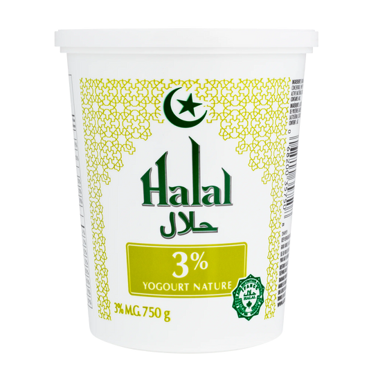 Halal 3% Plain Yogurt, 6 × 750 g