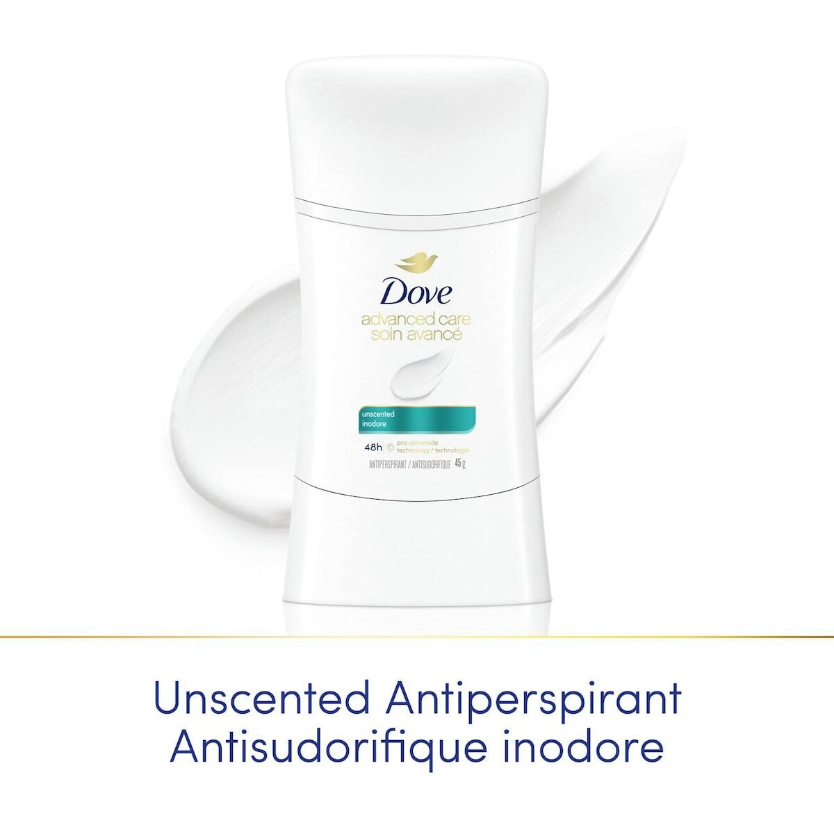 Dove Advanced Care Unscented Deodorant for Women, 45 g