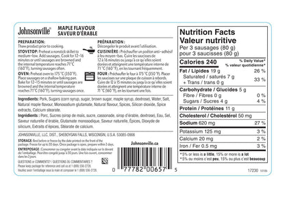 Johnsonville Maple Breakfast Sausage Links, 375 g