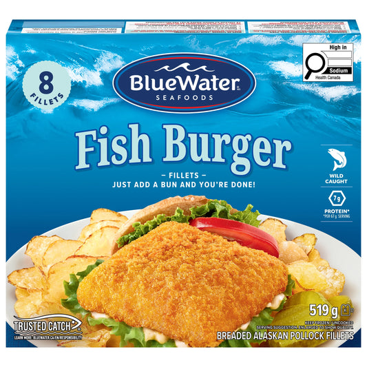 Bluewater Breaded Fish Sandwich Fillets, 519 g