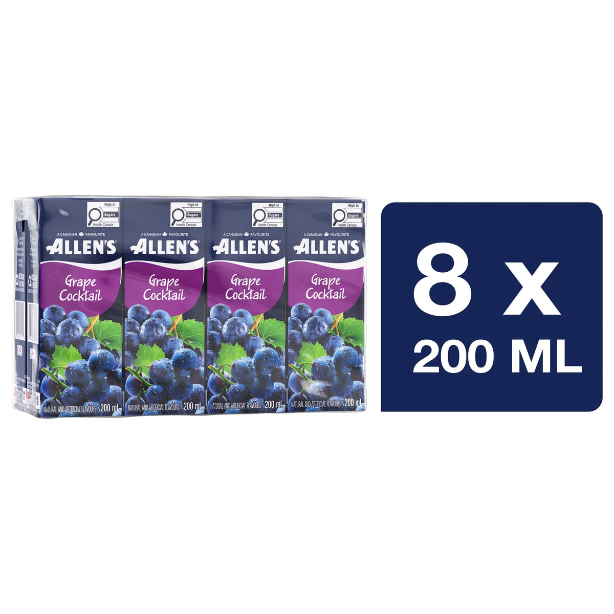 Allen's Grape Cocktail Juice Boxes, 8 × 200 mL