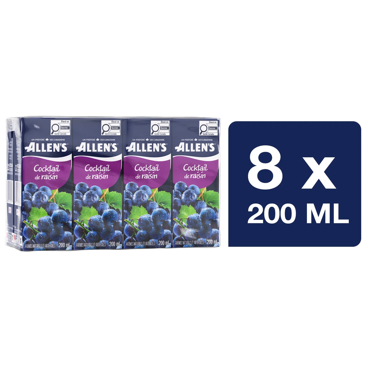 Allen's Grape Cocktail Juice Boxes, 8 × 200 mL