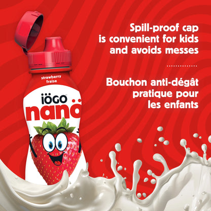 iÖGO nanö Strawberry 1% Drinkable Yogurt Bottles, 6 × 93 mL