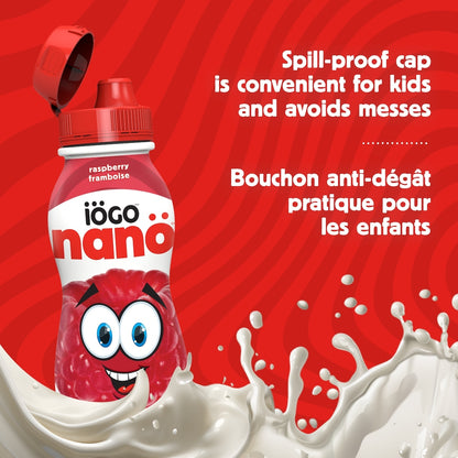 iÖGO nanö Raspberry Drinkable Yogurt 1%, 6 × 93 mL