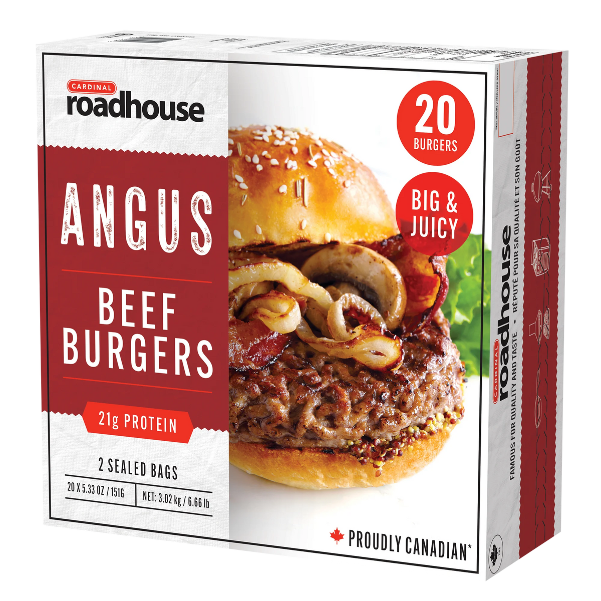 Cardinal Frozen Angus Beef Burgers, 20 × 151 g
