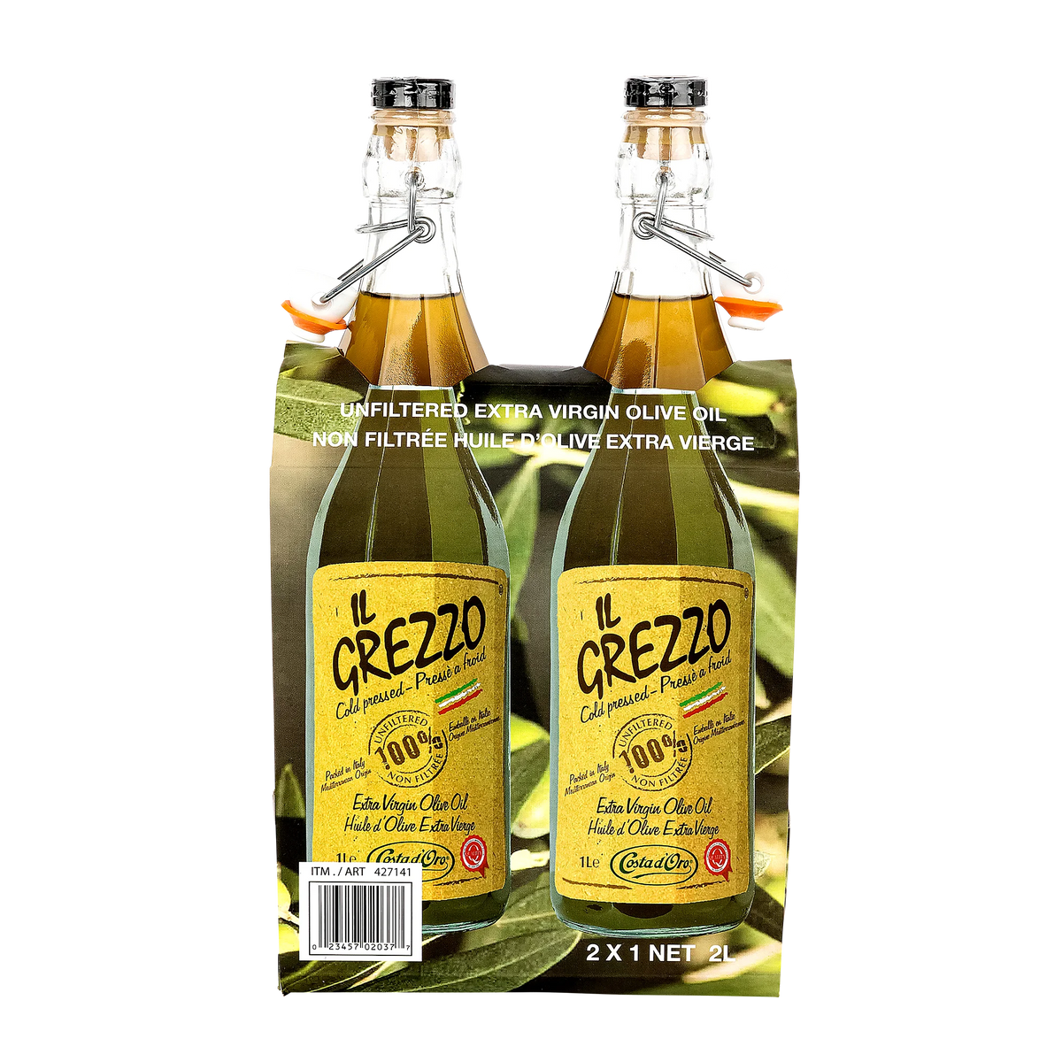 Il Grezzo Unfiltered Extra Virgin Olive Oil, 2 × 1 L