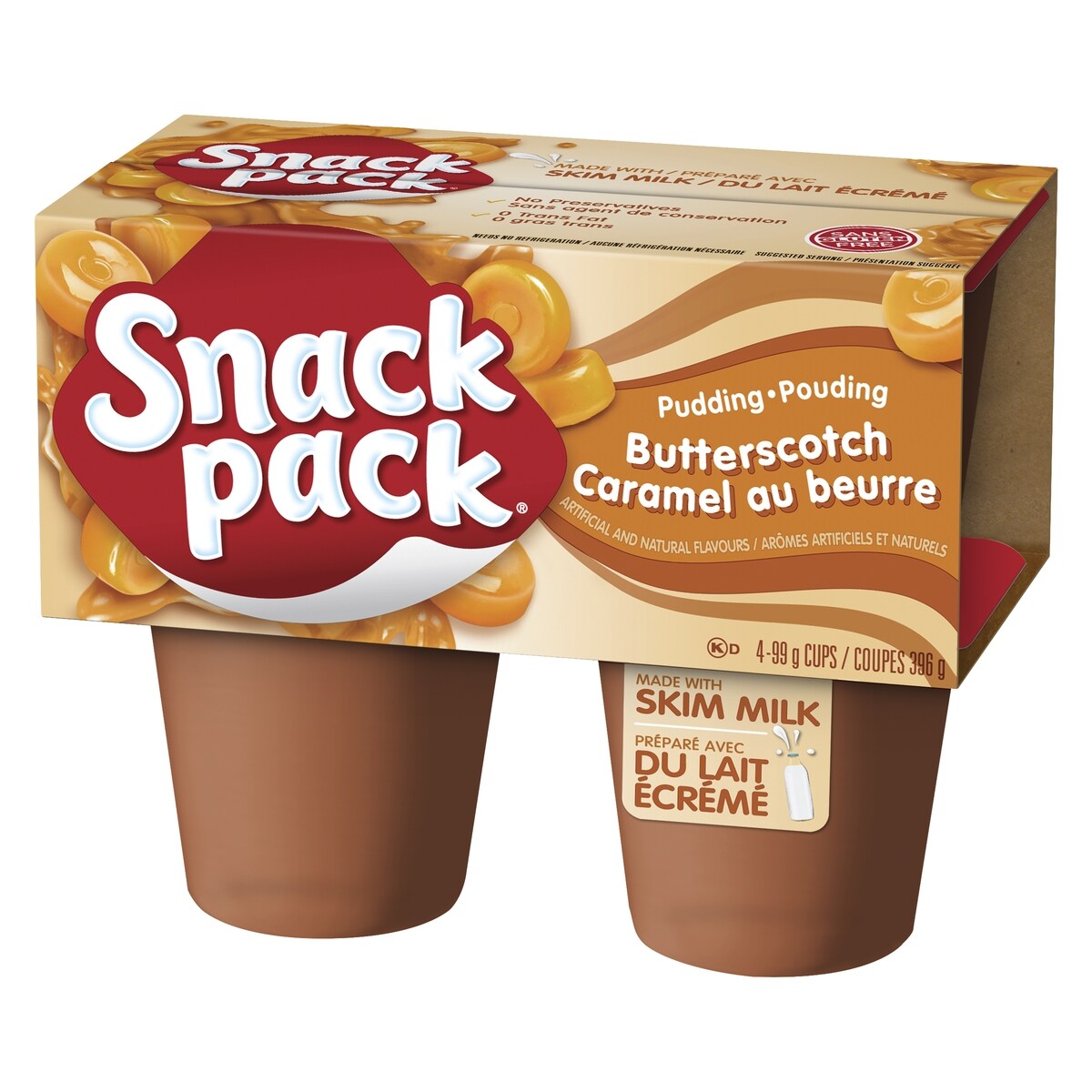 Snack Pack Butterscotch Pudding, 4 × 99 g