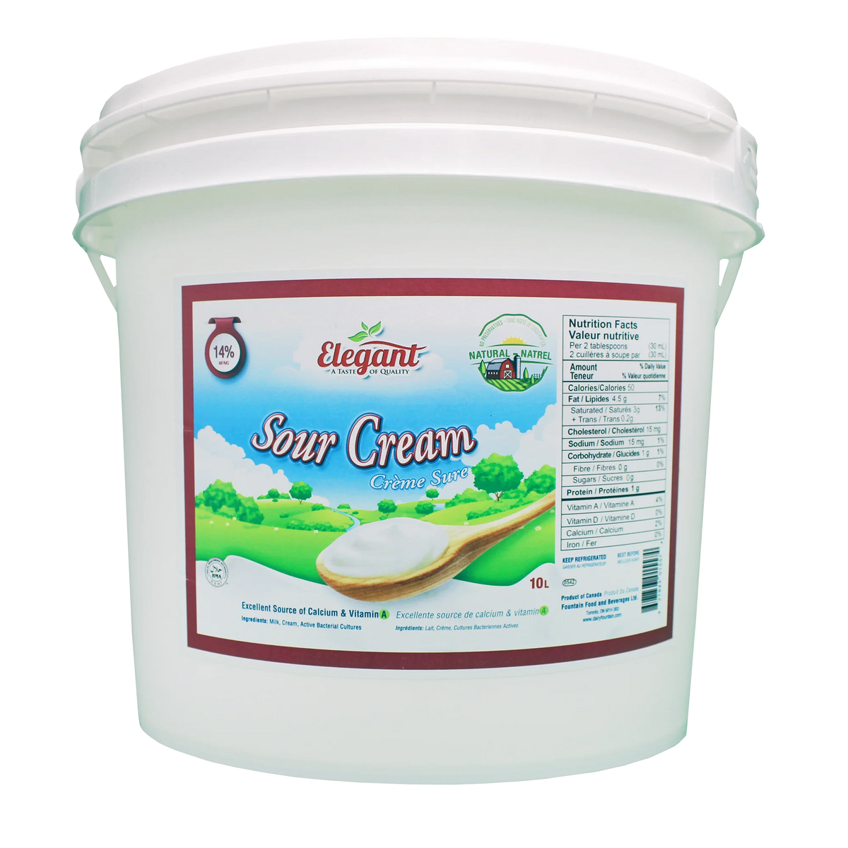 Elegant 14% Sour Cream, 10 L