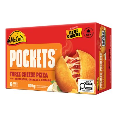 McCain Frozen Three Cheese Pizza Pockets, 6 × 100 g