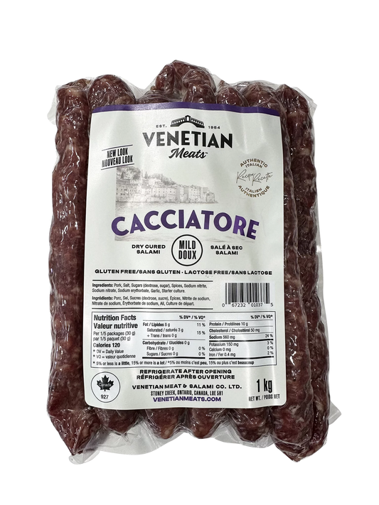 Venetian Mild Cacciatore Dry Cured Salami, 1 kg