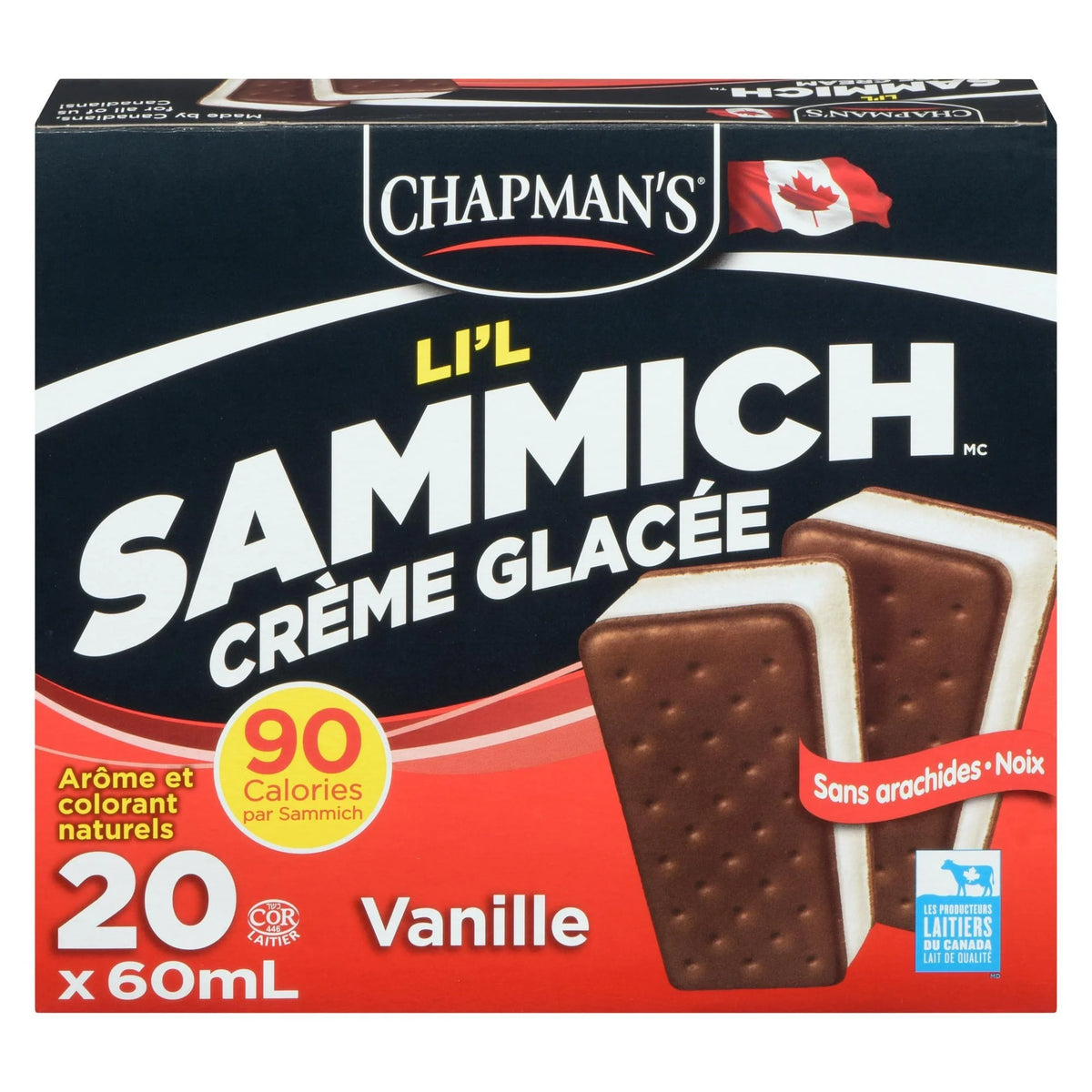 Chapman's Li'l Sammich Vanilla Ice Cream Sandwich, 20 × 60 mL