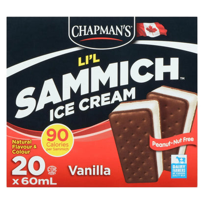 Chapman's Li'l Sammich Vanilla Ice Cream Sandwich, 20 × 60 mL