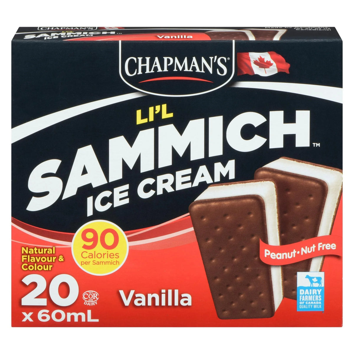 Chapman's Li'l Sammich Vanilla Ice Cream Sandwich, 20 × 60 mL