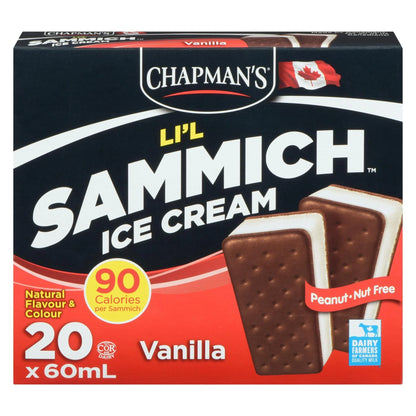 Chapman's Li'l Sammich Vanilla Ice Cream Sandwich, 20 × 60 mL