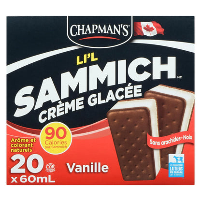 Chapman's Li'l Sammich Vanilla Ice Cream Sandwich, 20 × 60 mL