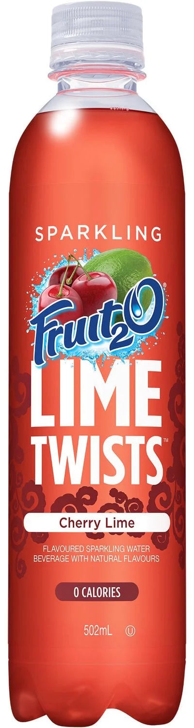 Fruit2O Cherry Lime Twist Sparkling Drink, 502 mL