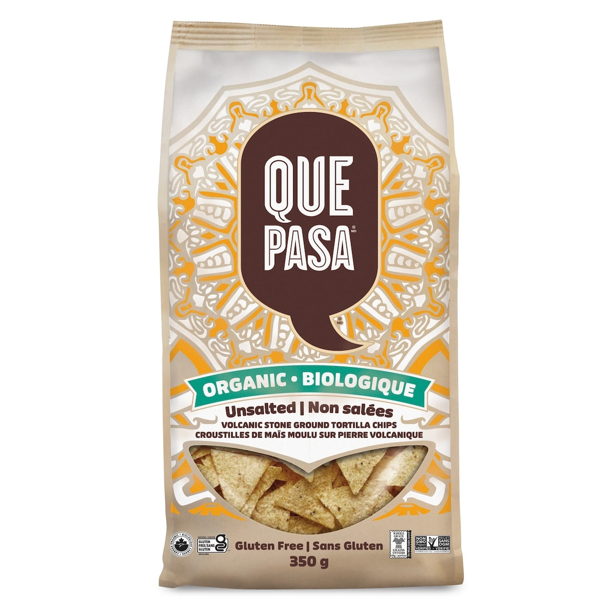 Que Pasa Organic Unsalted Tortilla Chips, 350 g