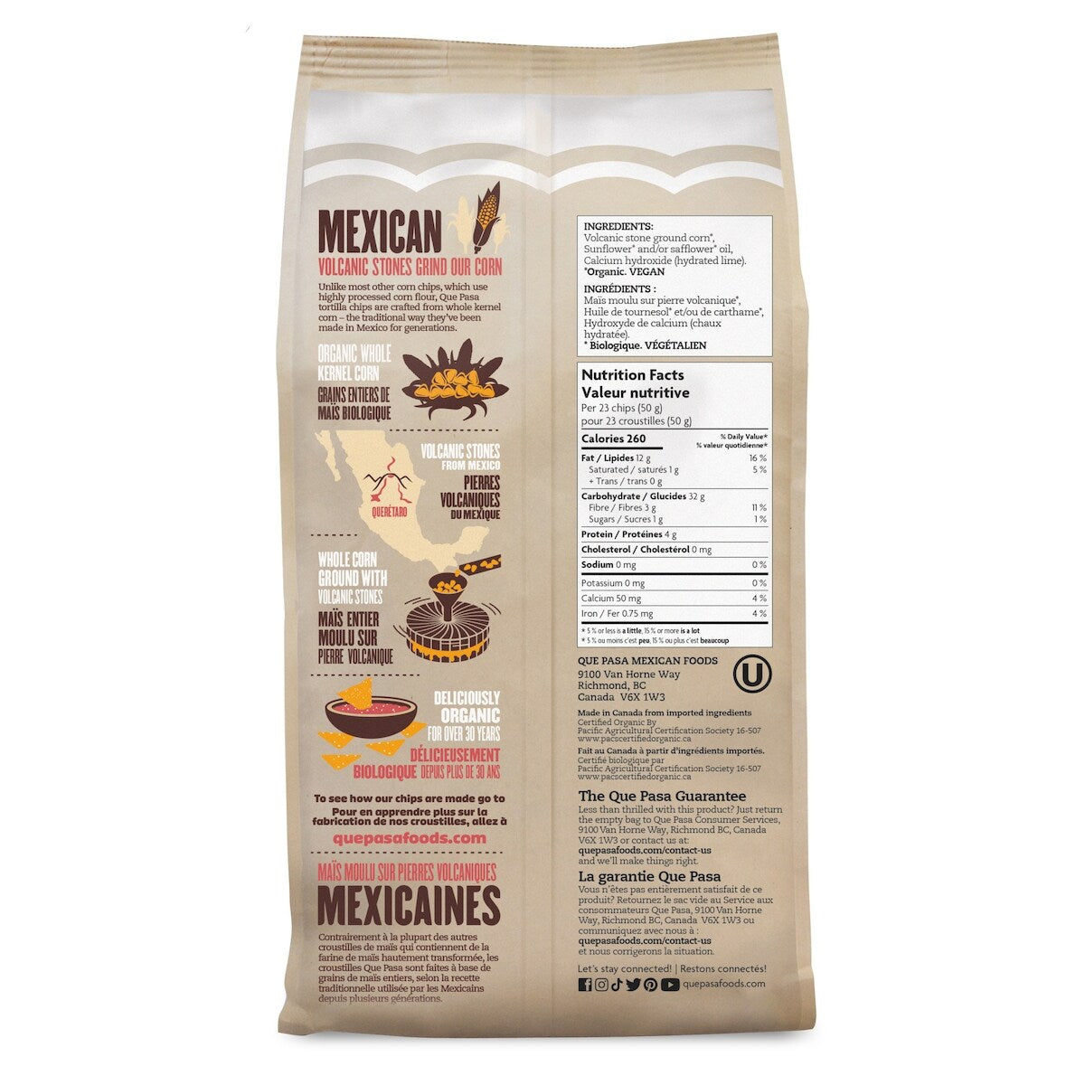 Que Pasa Organic Unsalted Tortilla Chips, 350 g