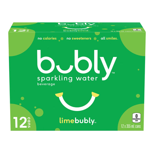 Bubly Lime Sparkling Water Cans, 12 × 355 mL