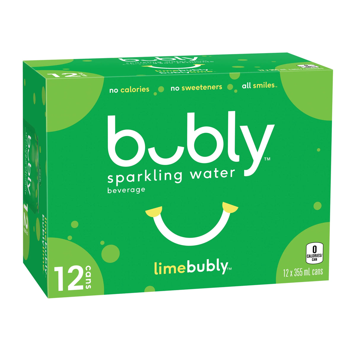 Bubly Lime Sparkling Water Cans, 12 × 355 mL