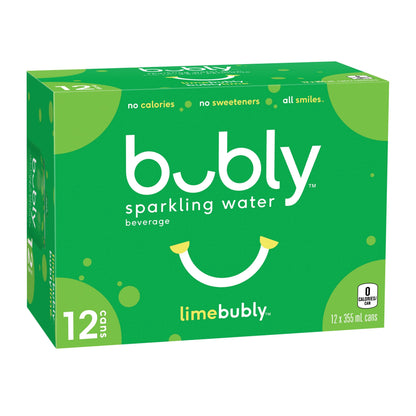 Bubly Lime Sparkling Water Cans, 12 × 355 mL