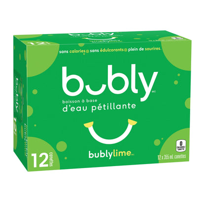 Bubly Lime Sparkling Water Cans, 12 × 355 mL