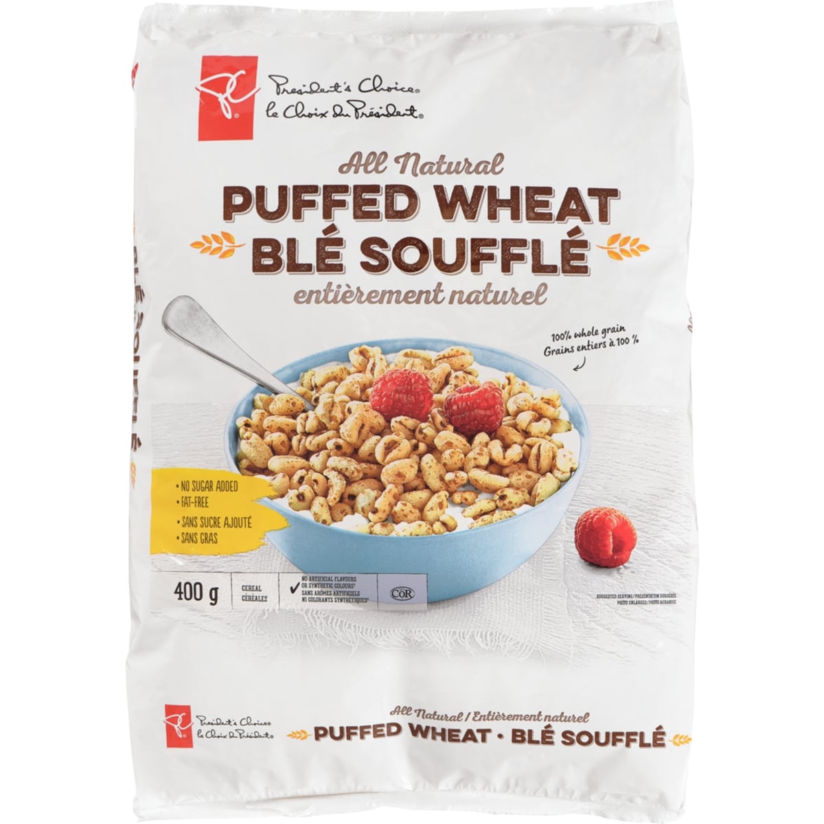 President's Choice All-Natural Puffed Wheat Cereal, 400 g